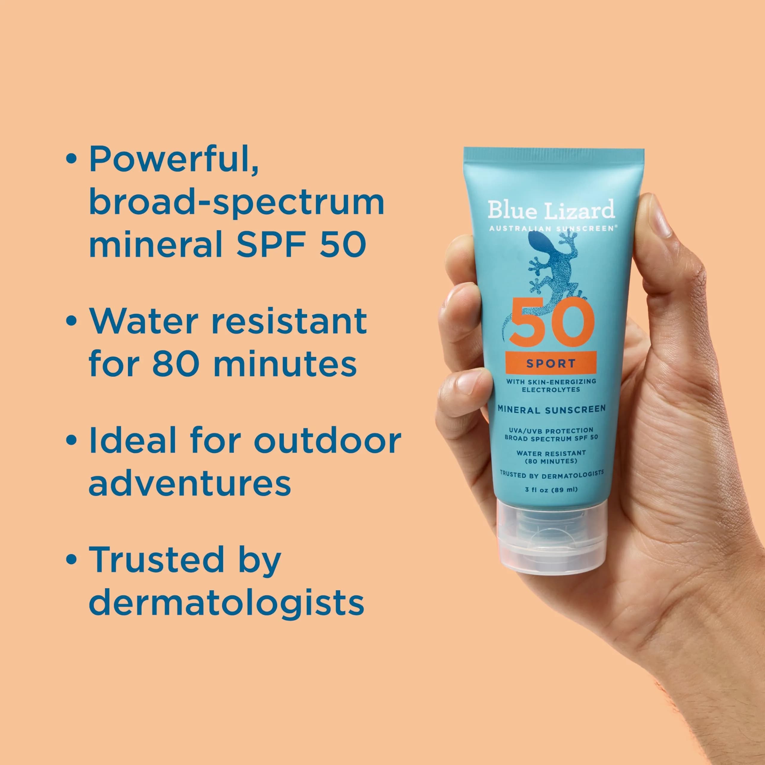 Blue Lizard Sport Mineral SPF 50 Lotion 89ml (3.0 Fl Oz) | Broad Spectrum UVA/UVB Protection - view 2