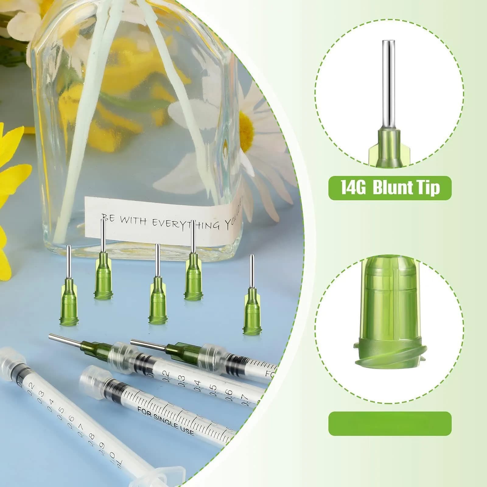 Honoson 150 Pcs Blunt Tip Needles 1/2 Inch Luer Lock, Olive Green | Industrial Dispensing for Crafts & Electronics - view 3