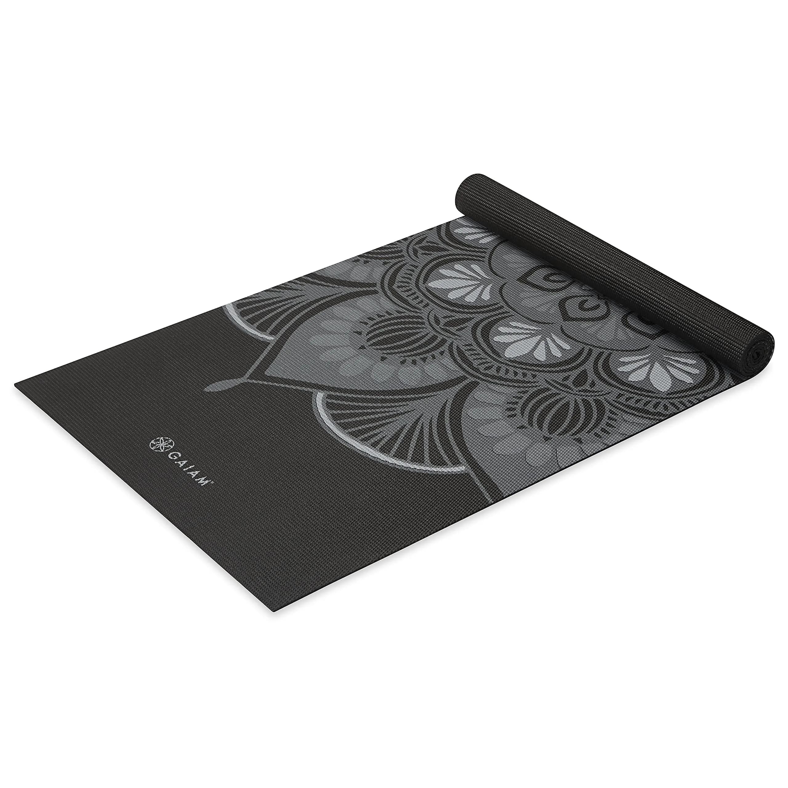 Gaiam Yoga Mat Classic Print, 4mm Non-Slip Mat (Mystic Ink) | Lightweight, Non-Toxic & Durable