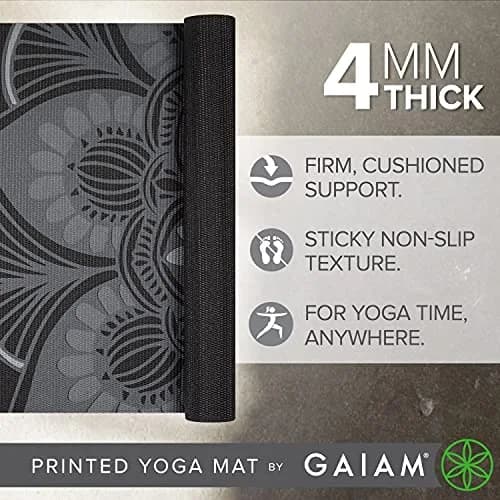 Gaiam Yoga Mat Classic Print, 4mm Non-Slip Mat (Mystic Ink) | Lightweight, Non-Toxic & Durable thumbnail 2