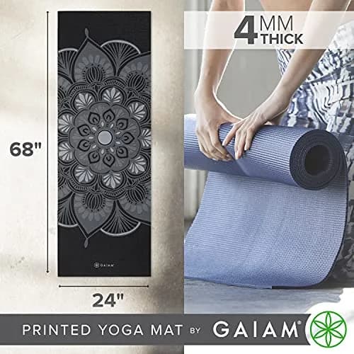 Gaiam Yoga Mat Classic Print, 4mm Non-Slip Mat (Mystic Ink) | Lightweight, Non-Toxic & Durable thumbnail 3