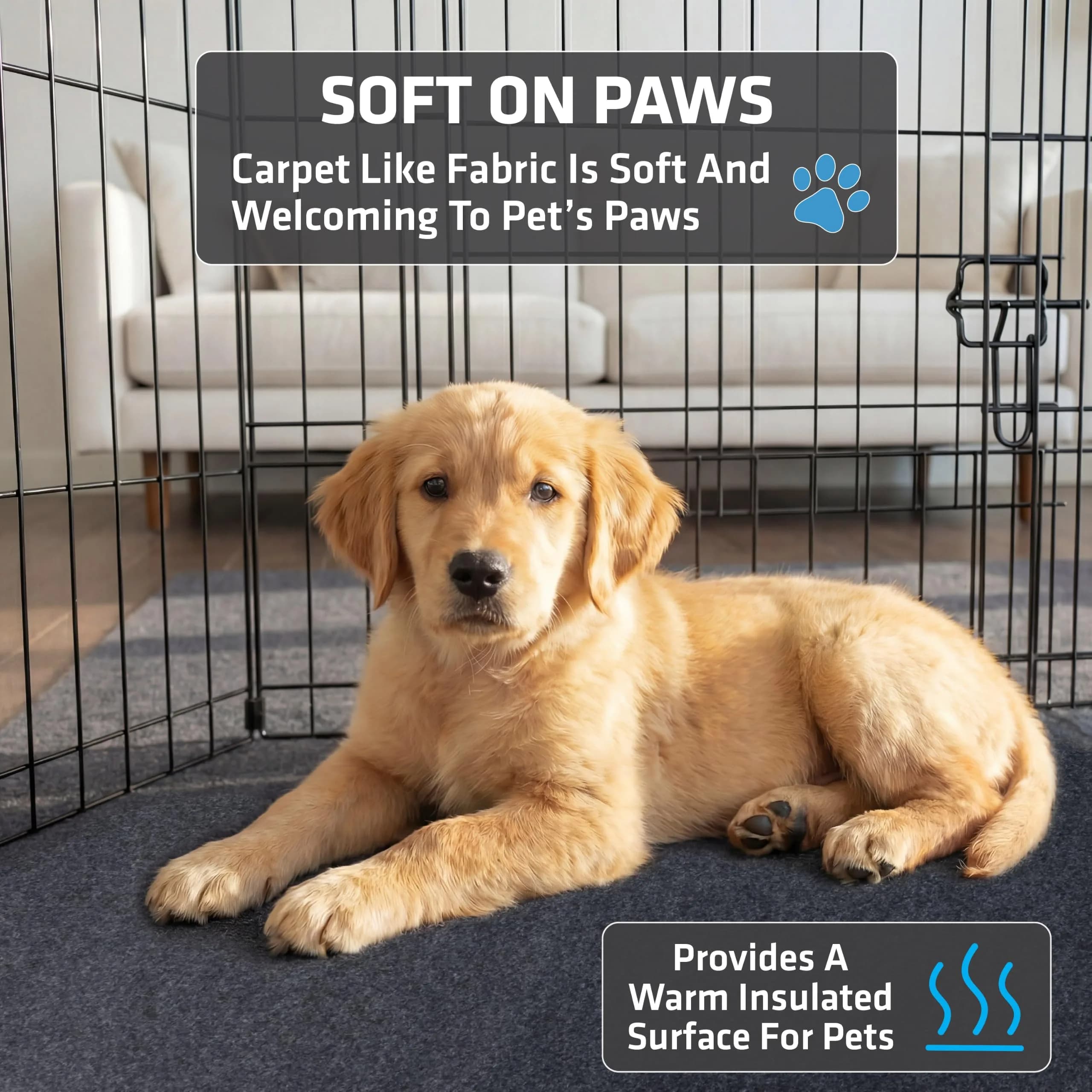 Drymate Jumbo Dog Playpen Mat 60x74 Charcoal | Super Absorbent Waterproof Reusable Puppy Pad - view 4