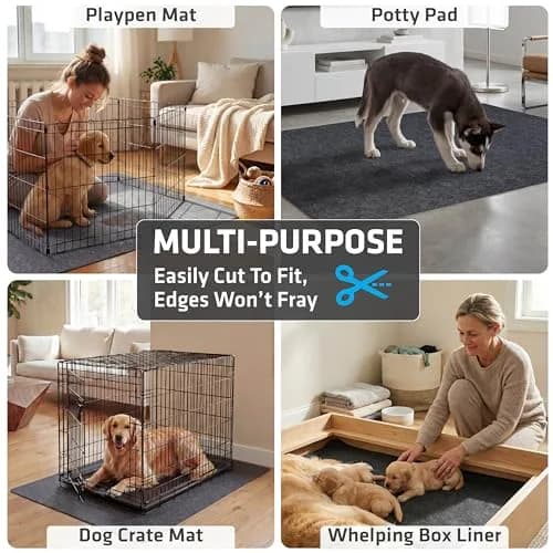 Drymate Jumbo Dog Playpen Mat 60x74 Charcoal | Super Absorbent Waterproof Reusable Puppy Pad thumbnail 5