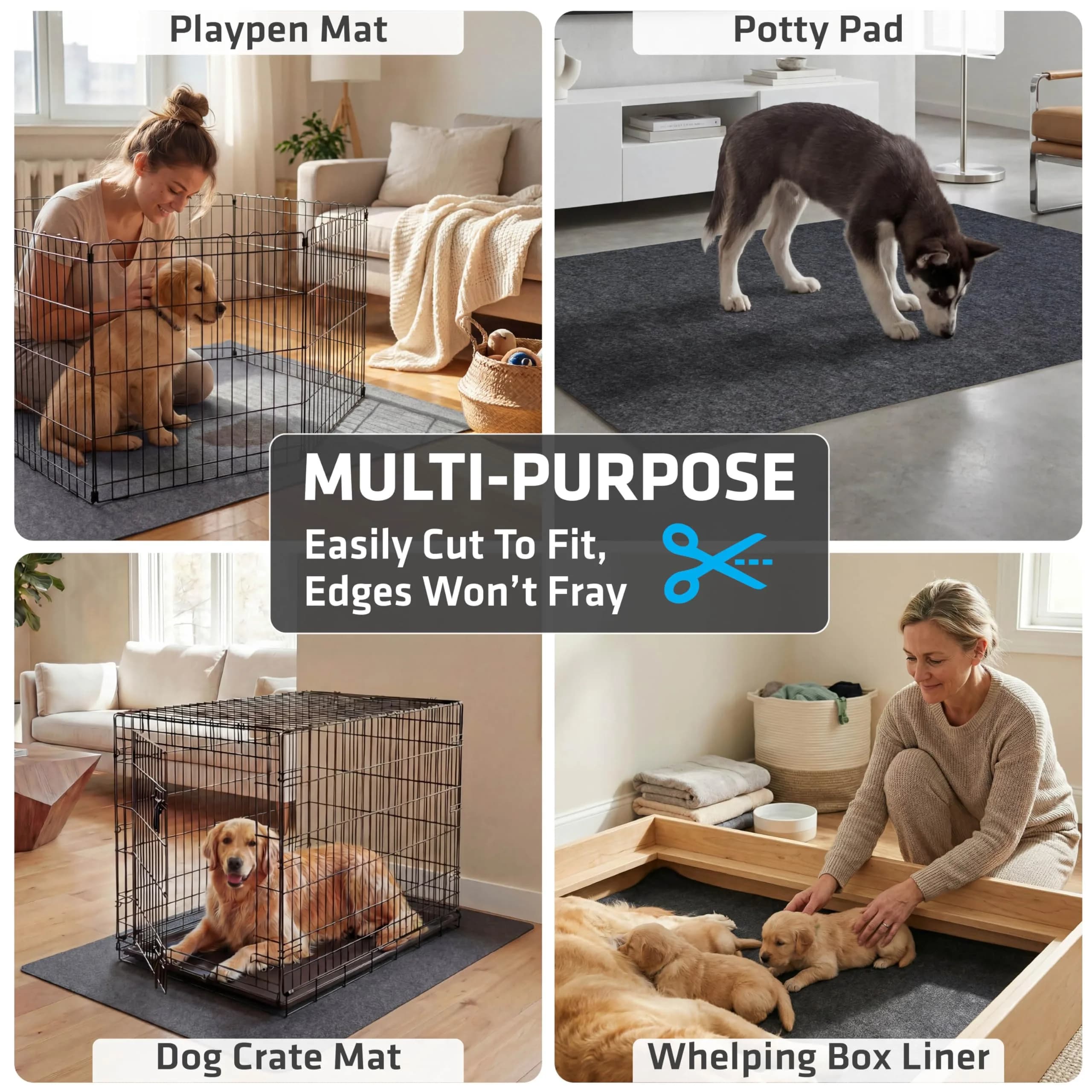 Drymate Jumbo Dog Playpen Mat 60x74 Charcoal | Super Absorbent Waterproof Reusable Puppy Pad - view 5
