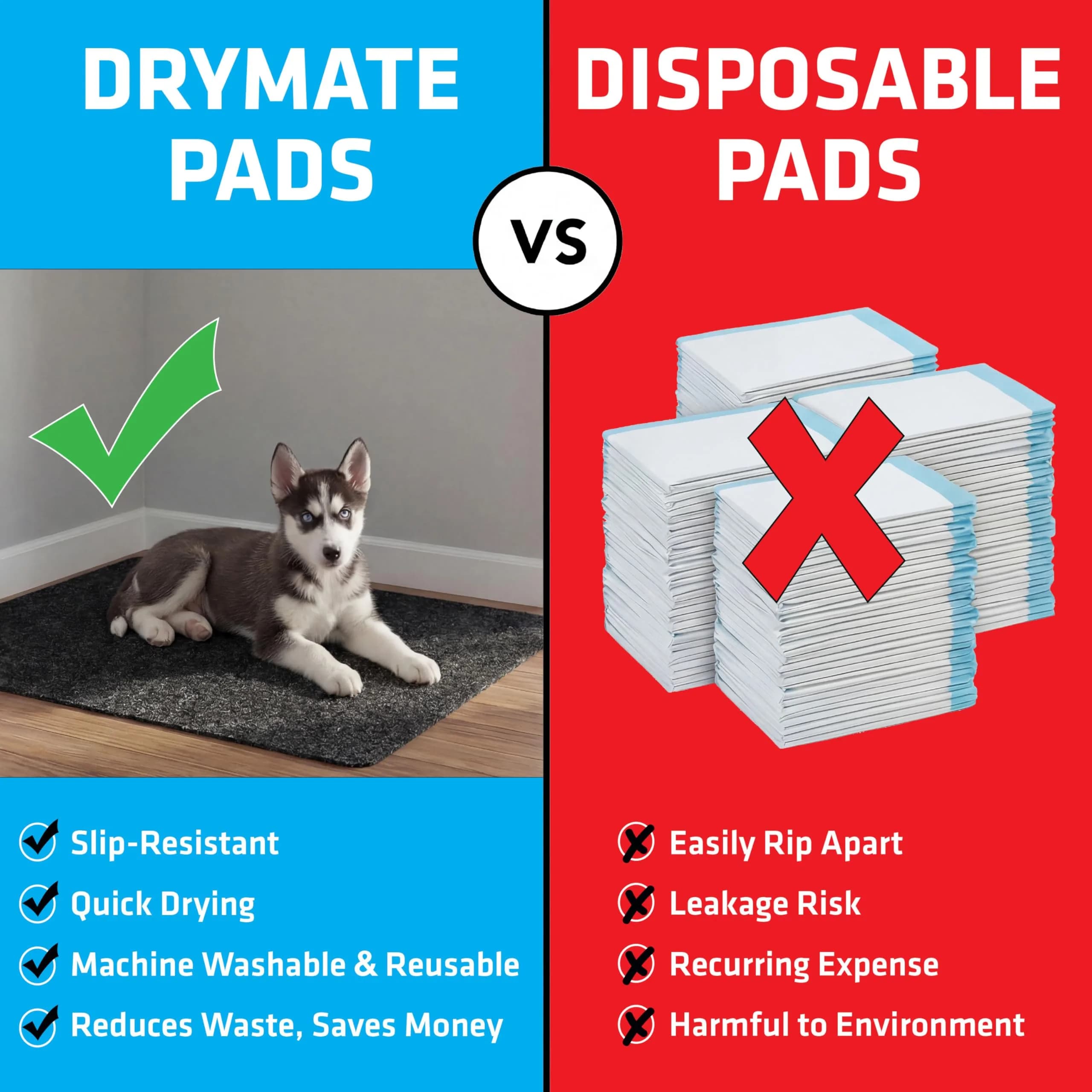 Drymate Jumbo Dog Playpen Mat 60x74 Charcoal | Super Absorbent Waterproof Reusable Puppy Pad - view 6