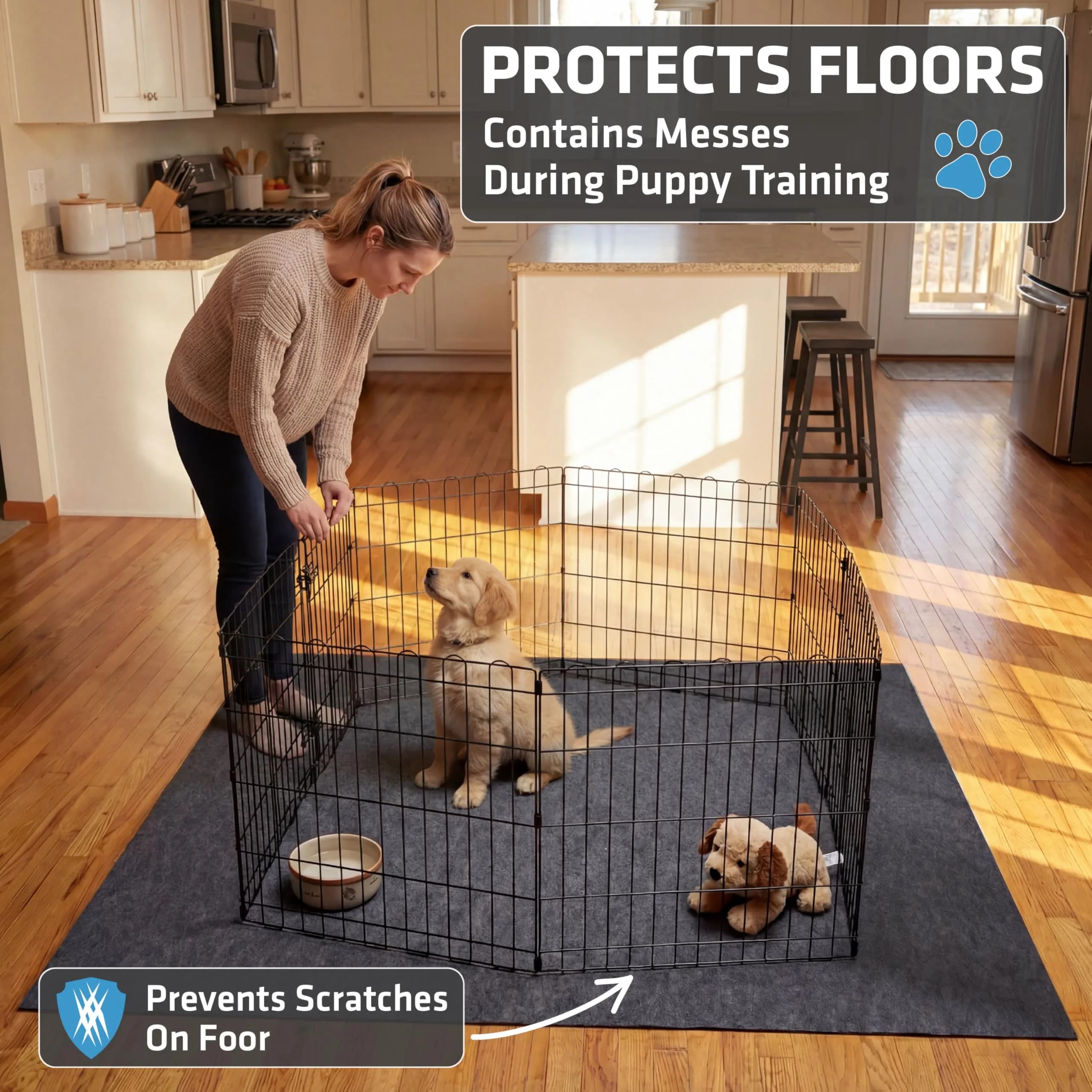 Drymate Jumbo Dog Playpen Mat 60x74 Charcoal | Super Absorbent Waterproof Reusable Puppy Pad - view 2