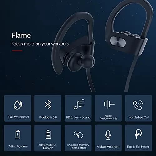 Redzoo Flame Wireless Bluetooth 5.0 Earbuds | 16 Hrs Playtime, IPX7 Waterproof, Secure Fit thumbnail 2