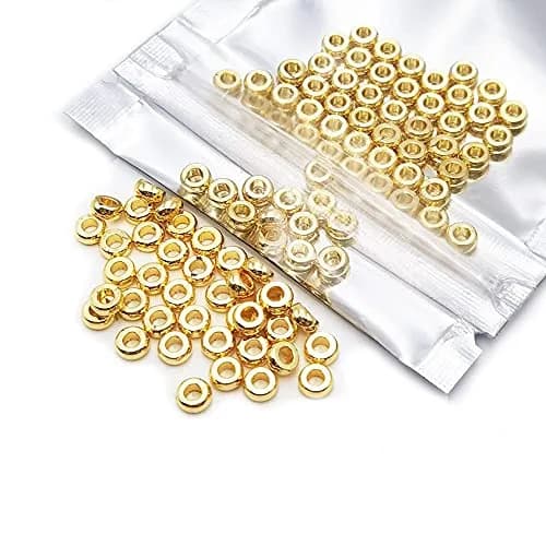 INSPIRELLE 4mm Yellow Gold Plated Brass Heishi Beads (100pcs) | Smooth Metal Spacer Beads for Jewelry Making thumbnail 5