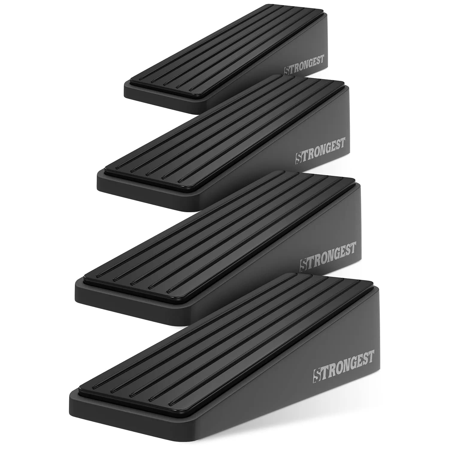 STRONGEST HOME Black Door Stoppers for Bottom of Door, Metal Door Stop | Heavy Duty Zinc Alloy, Fits 0.16-1 in Gaps — Black