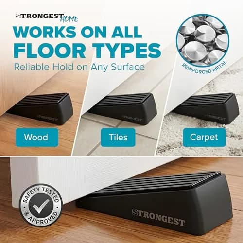 STRONGEST HOME Black Door Stoppers for Bottom of Door, Metal Door Stop | Heavy Duty Zinc Alloy, Fits 0.16-1 in Gaps thumbnail 5
