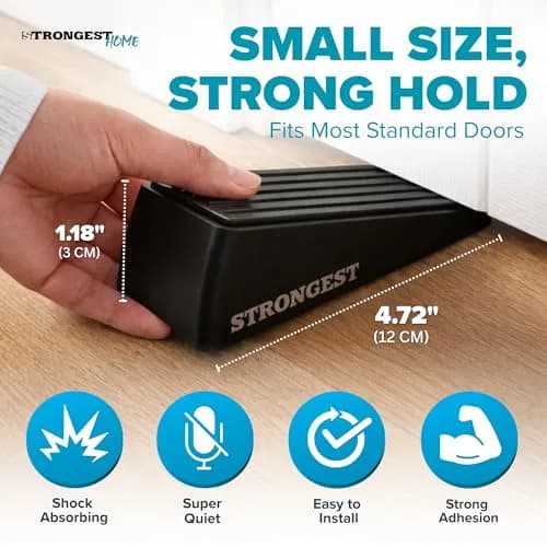 STRONGEST HOME Black Door Stoppers for Bottom of Door, Metal Door Stop | Heavy Duty Zinc Alloy, Fits 0.16-1 in Gaps thumbnail 8