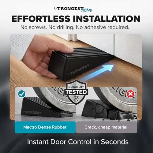 STRONGEST HOME Black Door Stoppers for Bottom of Door, Metal Door Stop | Heavy Duty Zinc Alloy, Fits 0.16-1 in Gaps thumbnail 3