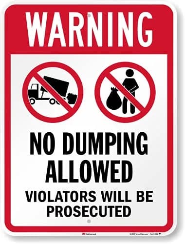 SmartSign 24 x 18 inch Warning No Dumping Allowed Metal Sign, 80 mil Aluminum, 3M Laminated Reflective Material thumbnail 1