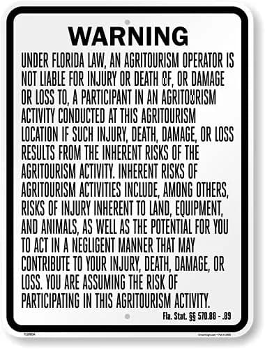 SmartSign Warning Agritourism Operator Not Liable 24 x 18 inch | Rustproof Aluminum Sign thumbnail 1