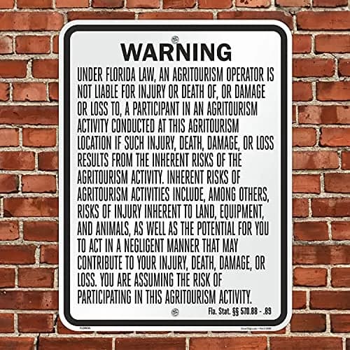 SmartSign Warning Agritourism Operator Not Liable 24 x 18 inch | Rustproof Aluminum Sign thumbnail 4