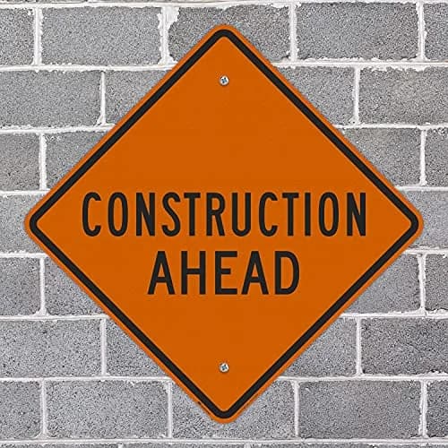 SmartSign 24 x 24 inch Construction Ahead Metal Sign, 80 mil Aluminum, 3M Laminated Reflective Sign, Black, Silver & Orange | Heavy-Duty Outdoor Safety Sign thumbnail 4