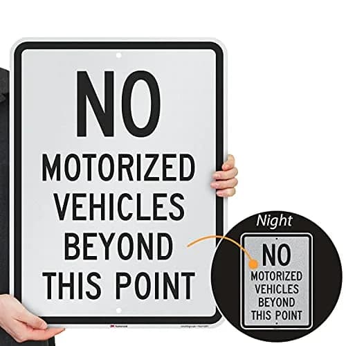 SmartSign No Motorized Vehicles Beyond This Point Metal Sign 61x46 cm (24x18 inch) | Durable 80 mil Aluminum with 3M Reflective Lamination thumbnail 2