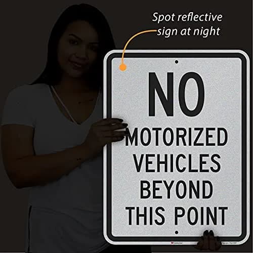 SmartSign No Motorized Vehicles Beyond This Point Metal Sign 61x46 cm (24x18 inch) | Durable 80 mil Aluminum with 3M Reflective Lamination thumbnail 3
