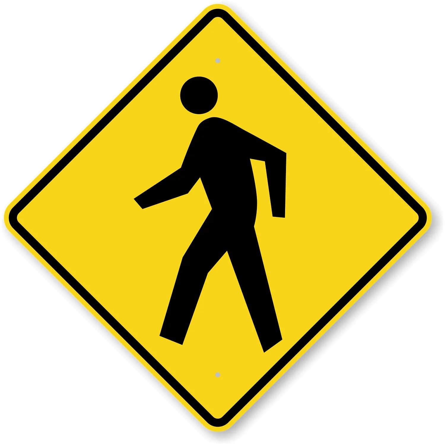 SmartSign 24 x 24 inch Pedestrian Traffic MUTCD-Compliant Metal Sign (Symbol Only), 80 mil Aluminum, 3M Laminated Engineer Grade Reflective Material, Black and Yellow - main product image
