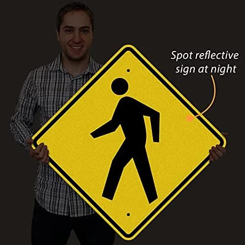 SmartSign 24 x 24 inch Pedestrian Traffic MUTCD-Compliant Metal Sign (Symbol Only), 80 mil Aluminum, 3M Laminated Engineer Grade Reflective Material, Black and Yellow thumbnail 4