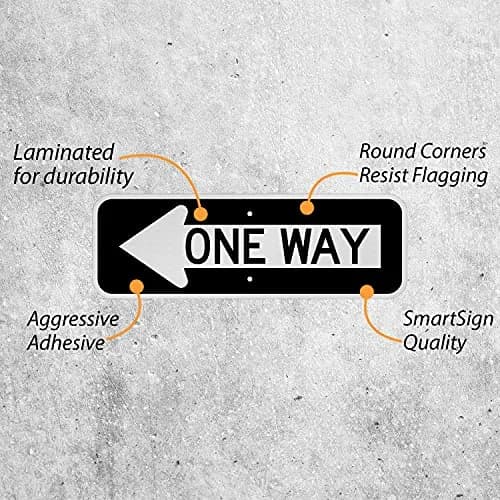 SmartSign 8 x 24 inch MUTCD-Compliant Metal Sign with Left Arrow, 80 mil Aluminum, 3M Laminated Reflective Material thumbnail 3