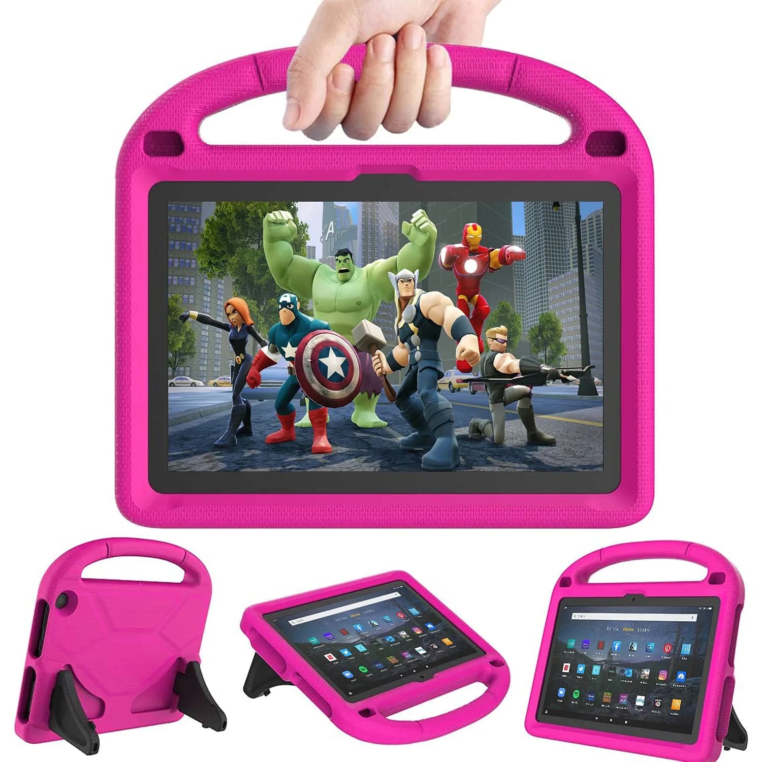 DICEKOO Fire HD 10 & HD 10 Plus 13th/11th Gen Kids Tablet Case | Drop-Resistant, Handle & Stand, Pink — Pink