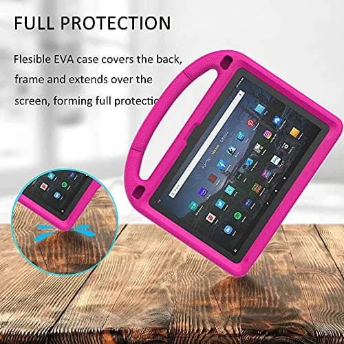 DICEKOO Fire HD 10 & HD 10 Plus 13th/11th Gen Kids Tablet Case | Drop-Resistant, Handle & Stand, Pink thumbnail 4