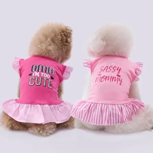XPUDAC Small Dog Dress 4 Pack | Cute Pink Angel Pet Apparel for Small Dogs & Cats thumbnail 4