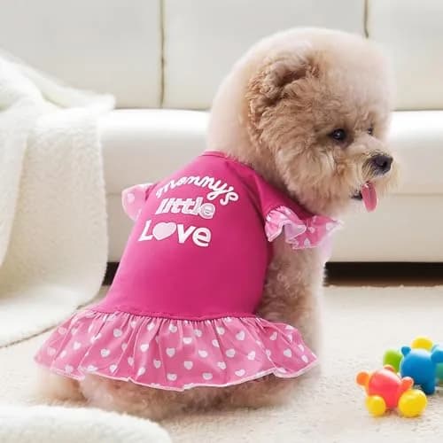 XPUDAC Small Dog Dress 4 Pack | Cute Pink Angel Pet Apparel for Small Dogs & Cats thumbnail 2