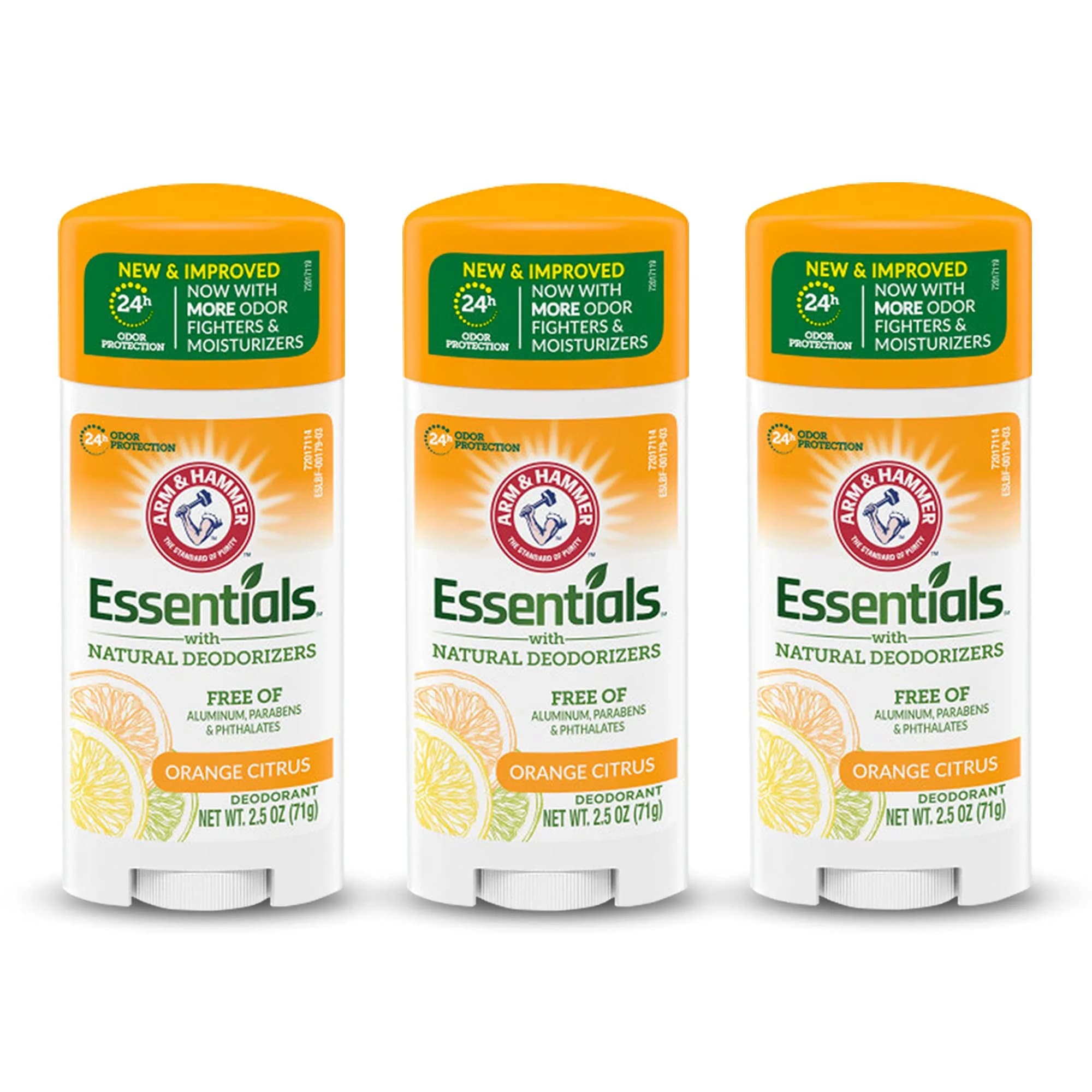 Arm & Hammer Essentials Orange Citrus Solid Oval Deodorant 7.5 oz (2.5 oz Pack of 3) | Natural Deodorizers, Aluminum-Free - main product image
