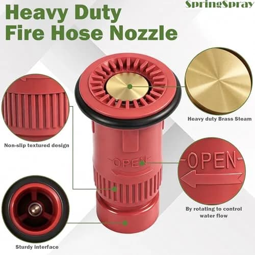 SpringSpray 1 Inch Fire Hose Nozzle Thermoplastic NH/NST 1" Fire Nozzles | Adjustable, Lightweight & Durable thumbnail 8