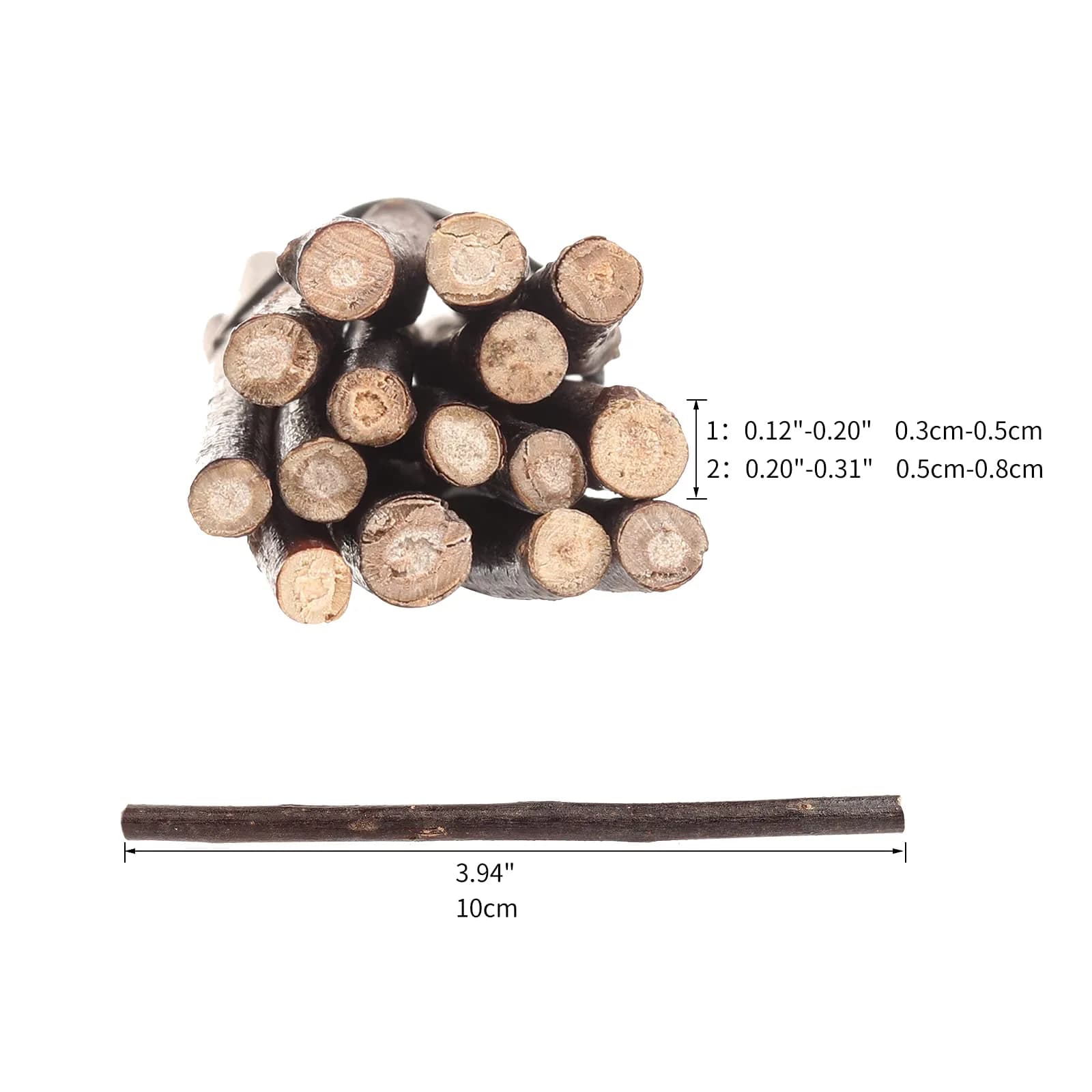 YPZAKA Natural Birch Wood Log Sticks, 4 Inch Long x 0.2-0.3 Inch Diameter, 50-Piece Pack for Crafts - view 3