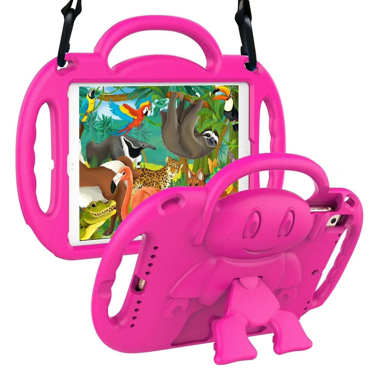 Suplik Kids Case for iPad 5th/6th Gen & iPad Air 1/2 & iPad Pro 9.7, Pink | Shockproof, Adjustable Strap & Kickstand — Pink