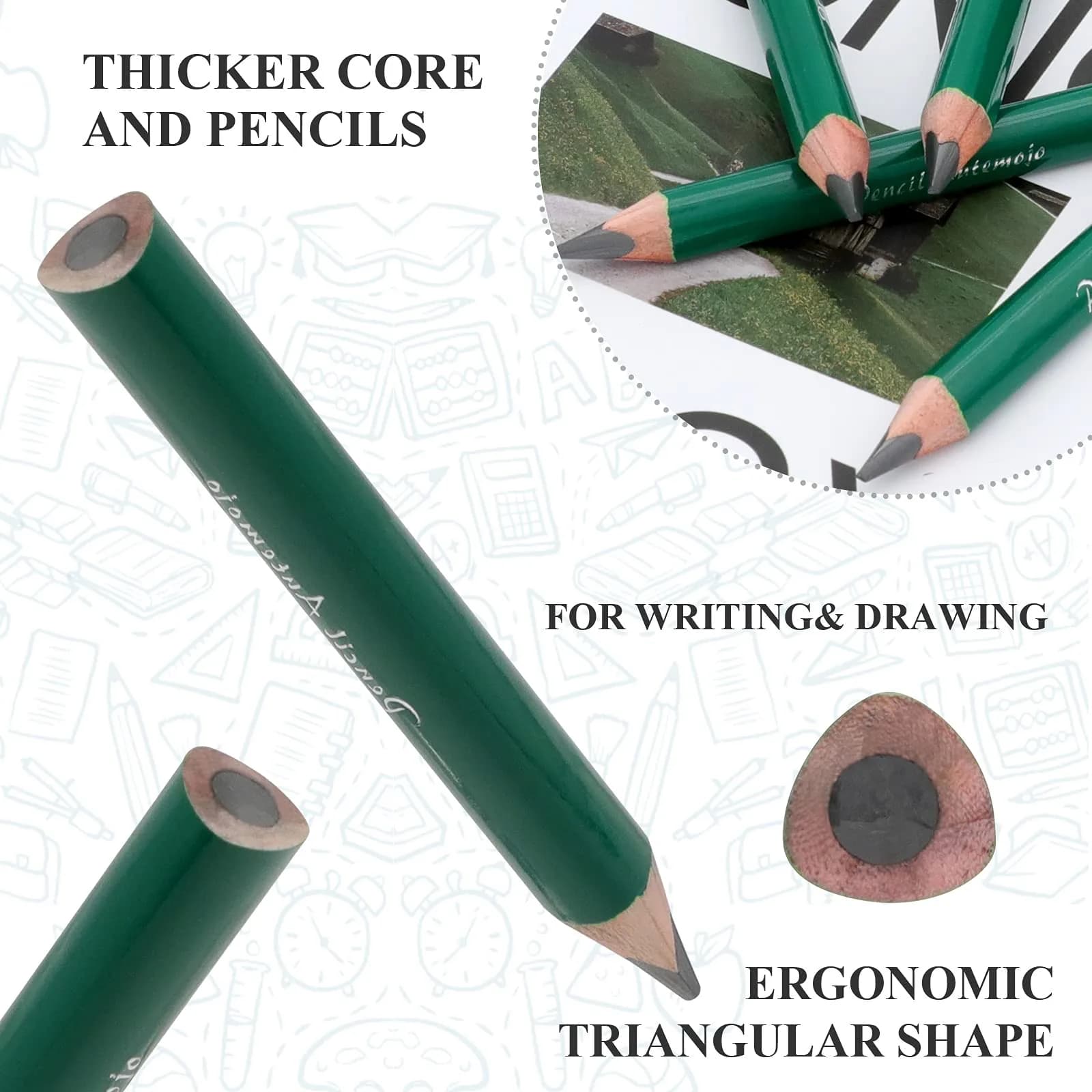 AUTEMOJO Triangular Fat Pencils 8.9 cm (3.5 inch) | Ergonomic Grip for Young Children - view 3