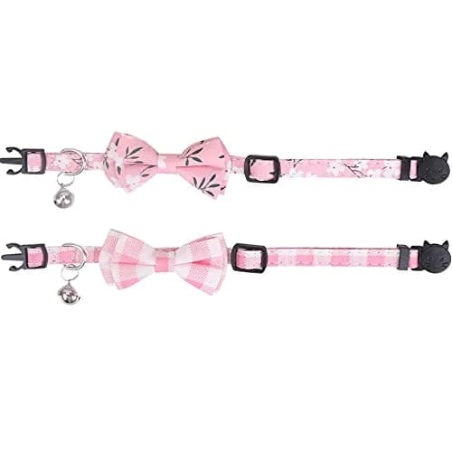 Lamphyface 2 Pack Cat Collar Breakaway with Bow Tie and Bell | Adjustable Cotton Pet Accessory for Small Cats thumbnail 4