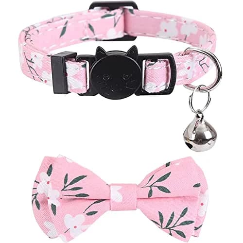 Lamphyface 2 Pack Cat Collar Breakaway with Bow Tie and Bell | Adjustable Cotton Pet Accessory for Small Cats thumbnail 2