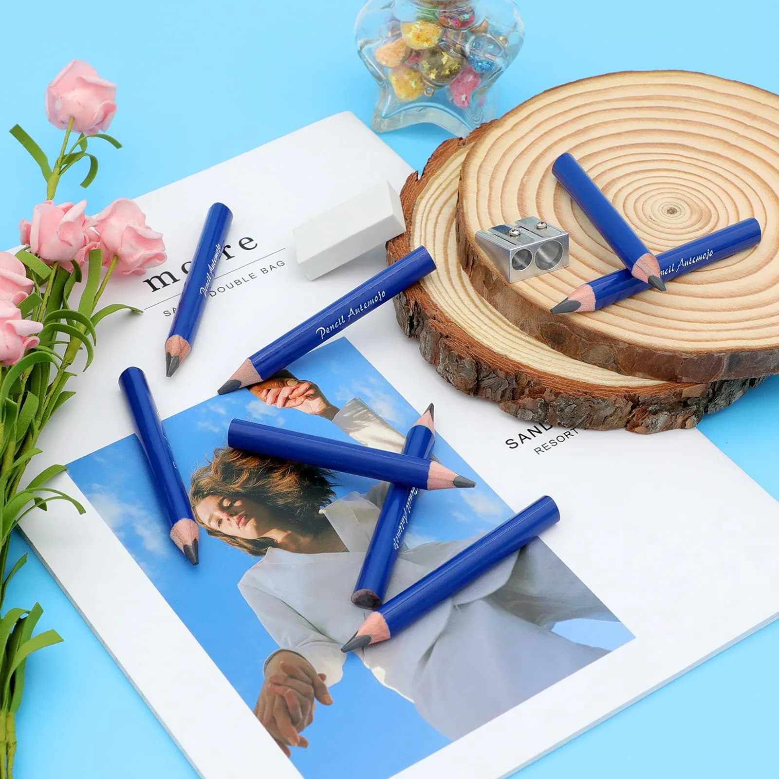 AUTEMOJO Triangular Fat Pencils 3.5-inch (88.9mm) | 5mm Core, Pack of 8 - view 6