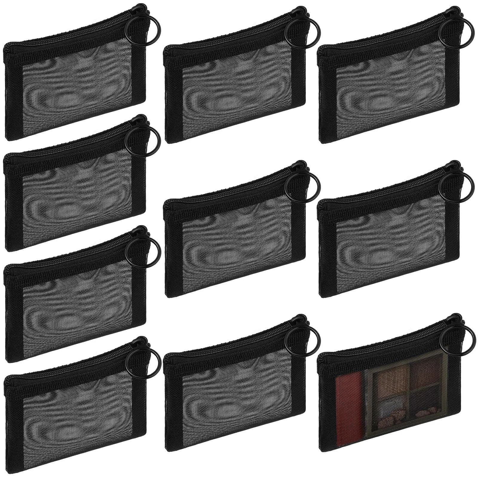Frienda Black Mesh Zipper Pouches 7.6cm x 10.1cm (3 x 4 Inch) | Pack of 10 for Travel & Organization — Black