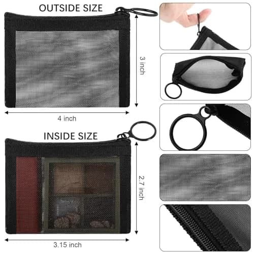 Frienda Black Mesh Zipper Pouches 7.6cm x 10.1cm (3 x 4 Inch) | Pack of 10 for Travel & Organization thumbnail 2