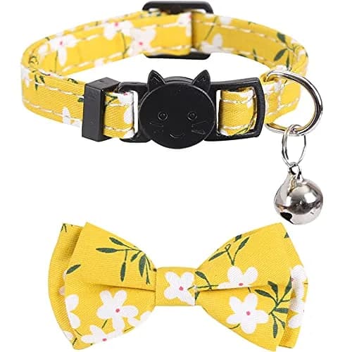 Lamphyface Cat Collar 8-11" | Adjustable Breakaway Safety with Bow & Bell (100-120 chars) thumbnail 2