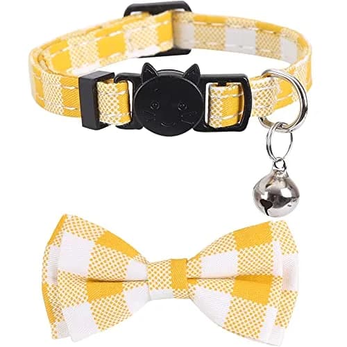 Lamphyface Cat Collar 8-11" | Adjustable Breakaway Safety with Bow & Bell (100-120 chars) thumbnail 3