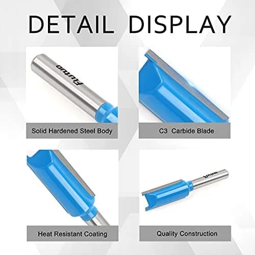 Flytuo Straight Dado Cut Router Bit Set 1/4" Shank, 3PCS Double Flute Plywood Straight Cut Router Bit Set | Create Groove, Dado with Diameter 1/4", 3/8", 1/2" thumbnail 4