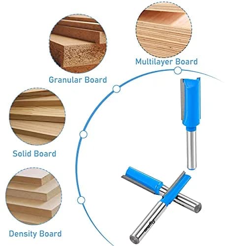 Flytuo Straight Dado Cut Router Bit Set 1/4" Shank, 3PCS Double Flute Plywood Straight Cut Router Bit Set | Create Groove, Dado with Diameter 1/4", 3/8", 1/2" thumbnail 5