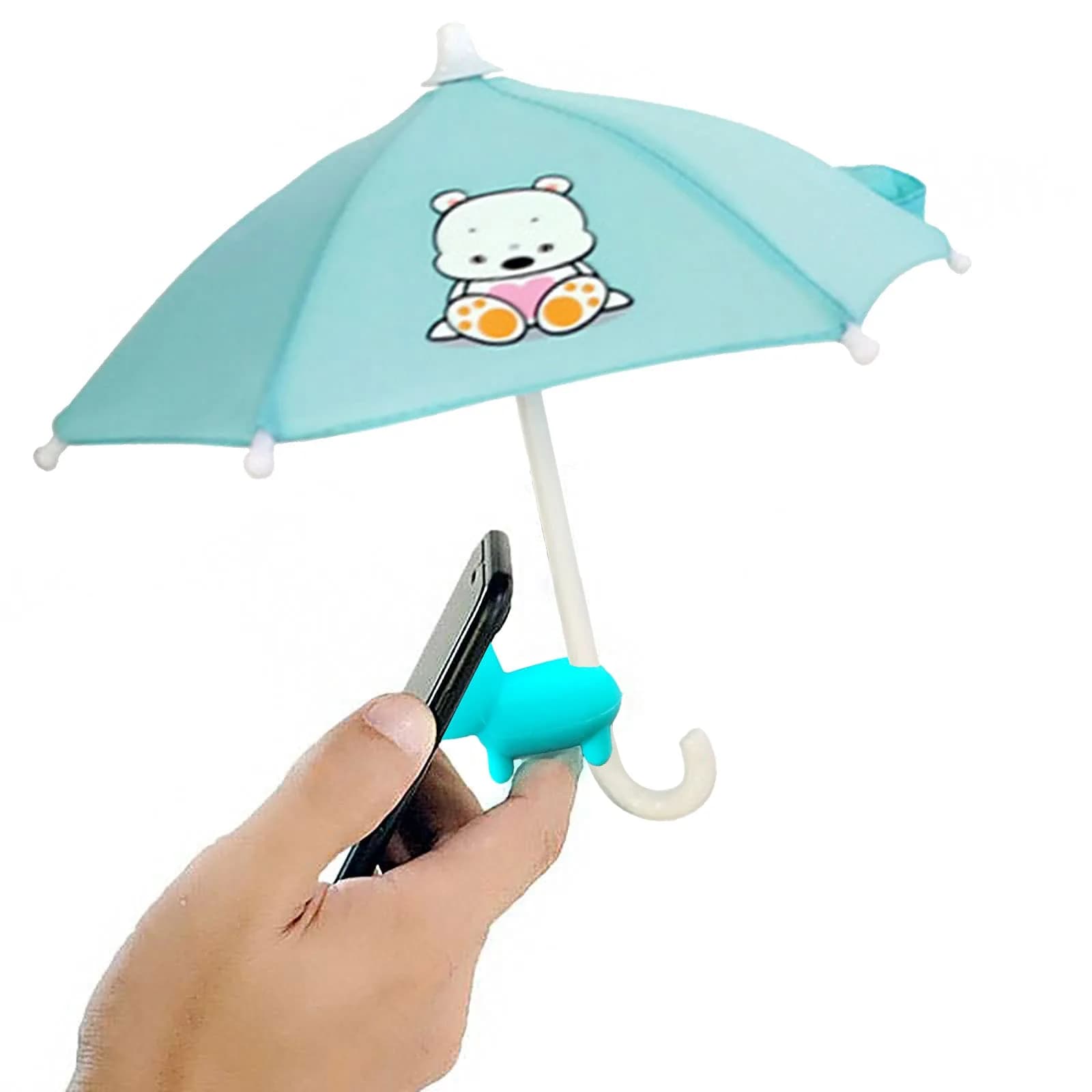BEITESTAR Phone Umbrella Sun Shade with Suction Cup Stand | Universal Sun Protection for Smartphones — Blue