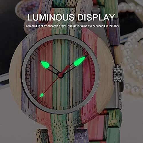 Dentily Wooden Watch for Women Handmade Colorful Quartz | Eco-Friendly Natural Wood (35mm Dial, Adjustable Band) thumbnail 3