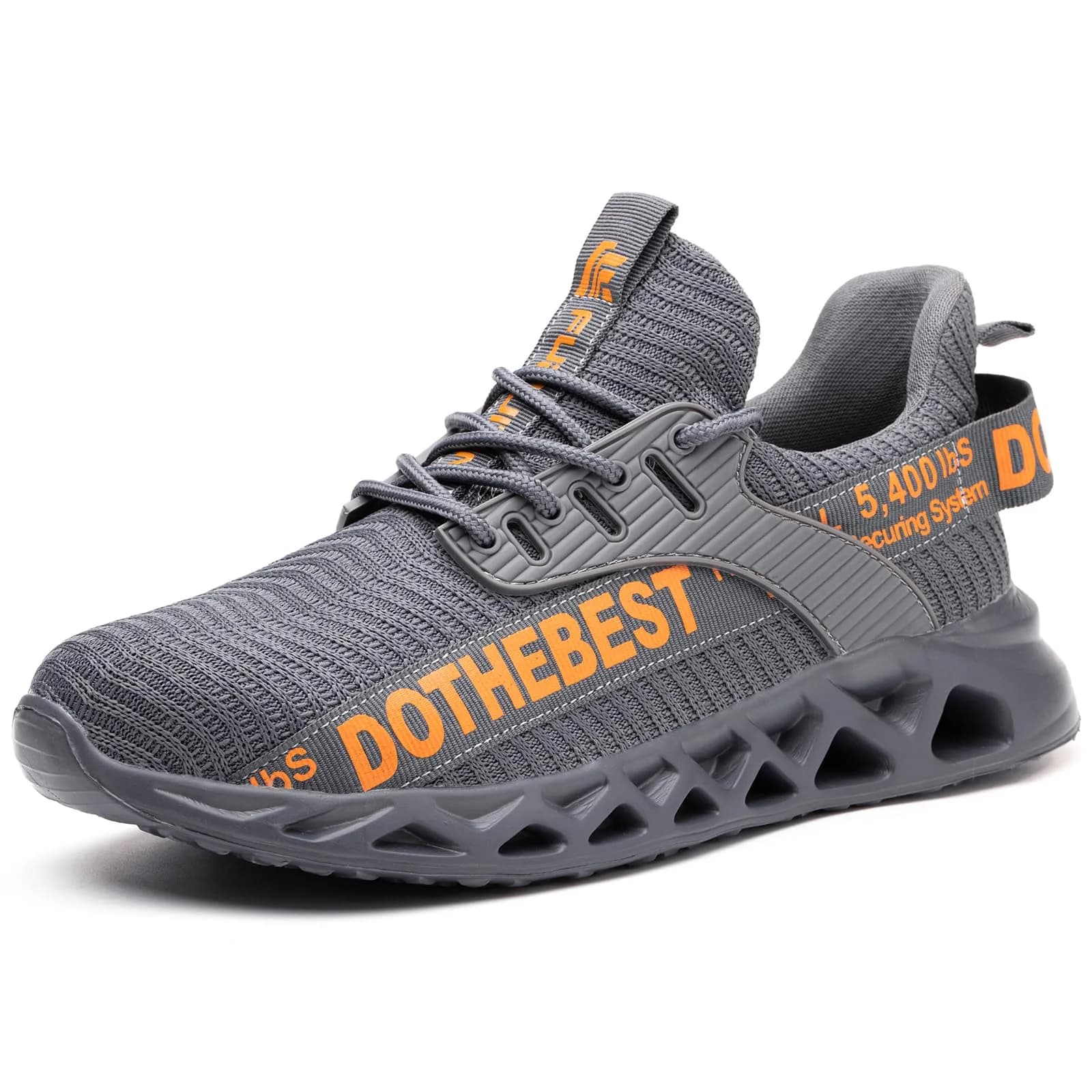 Furuian Steel Toe Shoes for Men Women | Slip-On Safety Work Shoes 6 Men/5.5 Women (Grey)