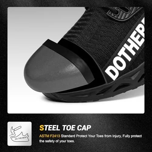 Furuian Safety Shoes Men Work Sneakers Steel Toe Lightweight Black 11.5/13 | Durable & Comfortable thumbnail 4