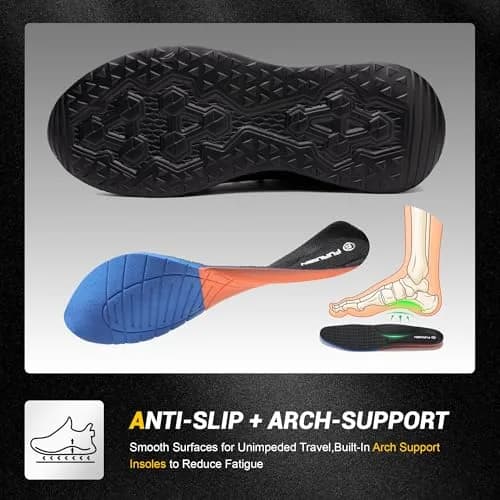 Furuian Safety Shoes Men Work Sneakers Steel Toe Lightweight Black 11.5/13 | Durable & Comfortable thumbnail 7