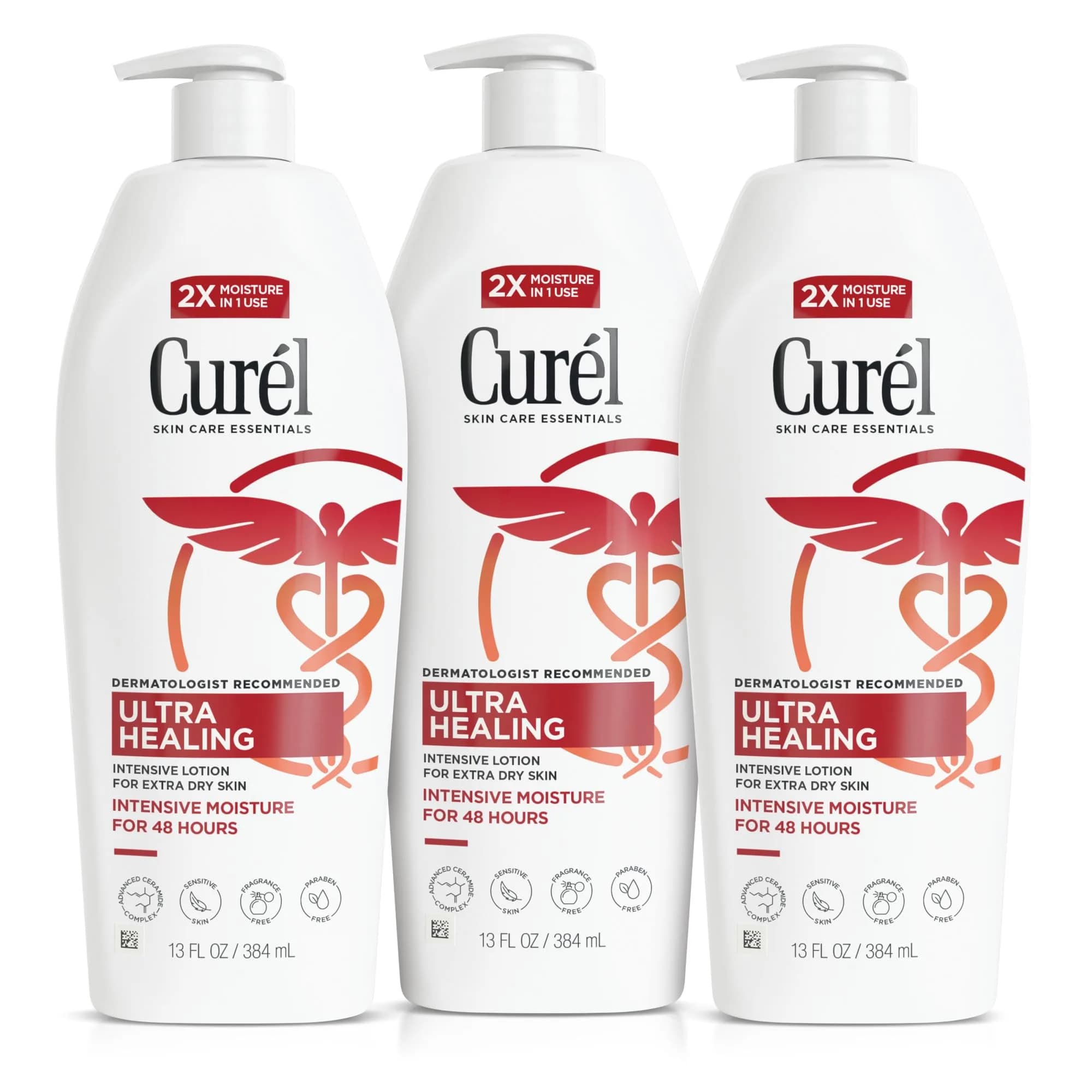 Curel Ultra Healing Body Lotion, Fragrance-Free, 39 fl oz (13 fl oz x 3) | Dermatologist Recommended for Dry, Sensitive Skin — Ultra Healing 13oz