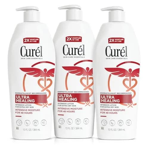 Curel Ultra Healing Body Lotion, Fragrance-Free, 39 fl oz (13 fl oz x 3) | Dermatologist Recommended for Dry, Sensitive Skin thumbnail 1
